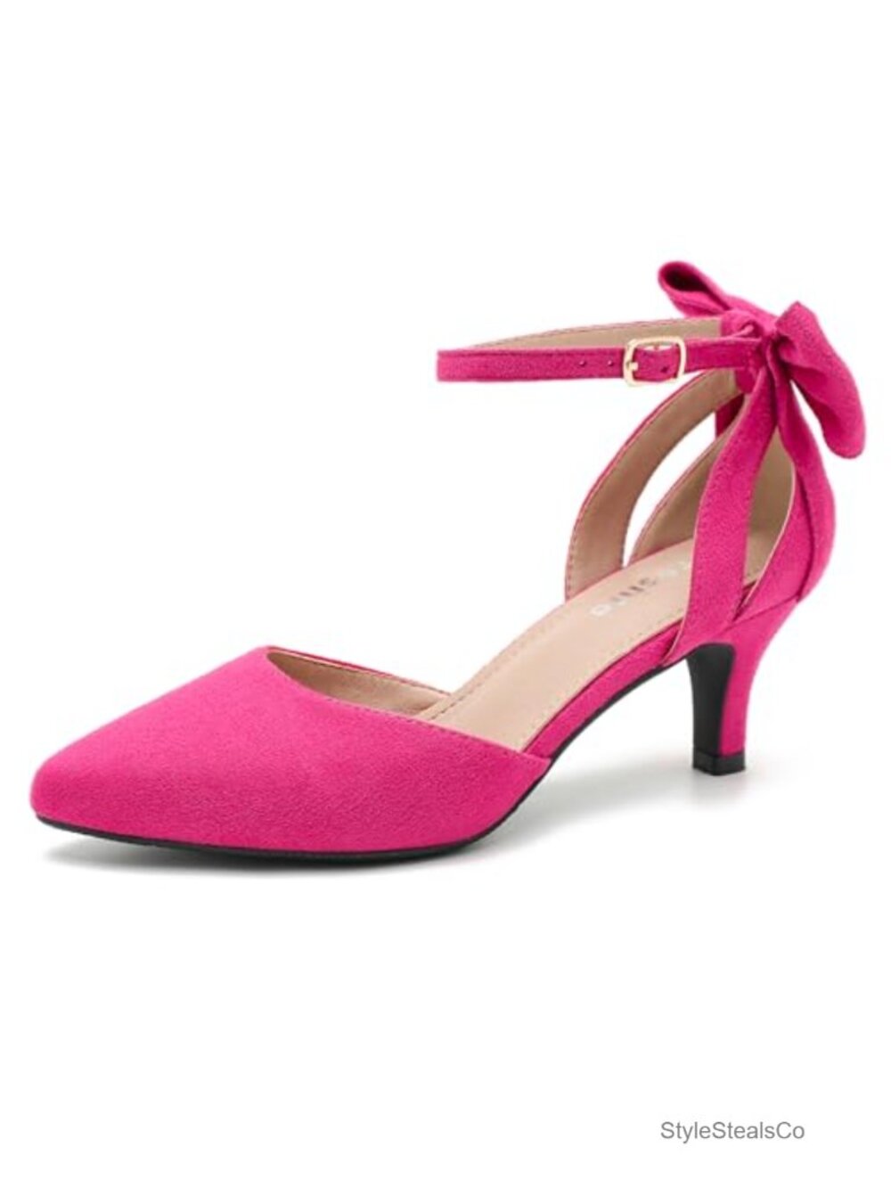 Kitten Heel Pumps Pointed Toe Ankle Strap Dress Shoes